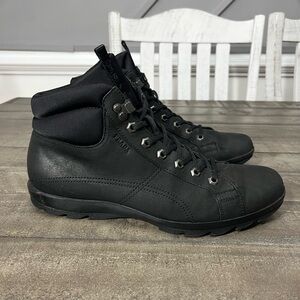 Prada Sport Graphite Black Leather High Top Hiking Boots. Size 9 US Men’s